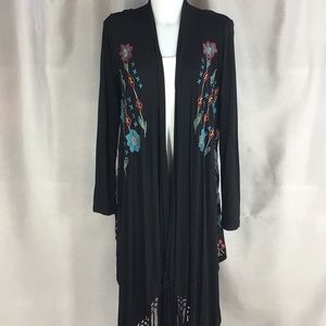 Caite embroidered open front jacket